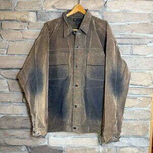 Deadstock Godbody Denim Technology Tan Cotton Faux Suede Jean Jacket Mens 3XL
